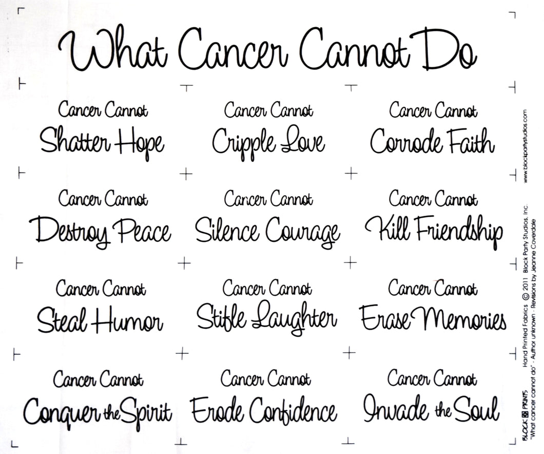 What Cancer Cannot Do