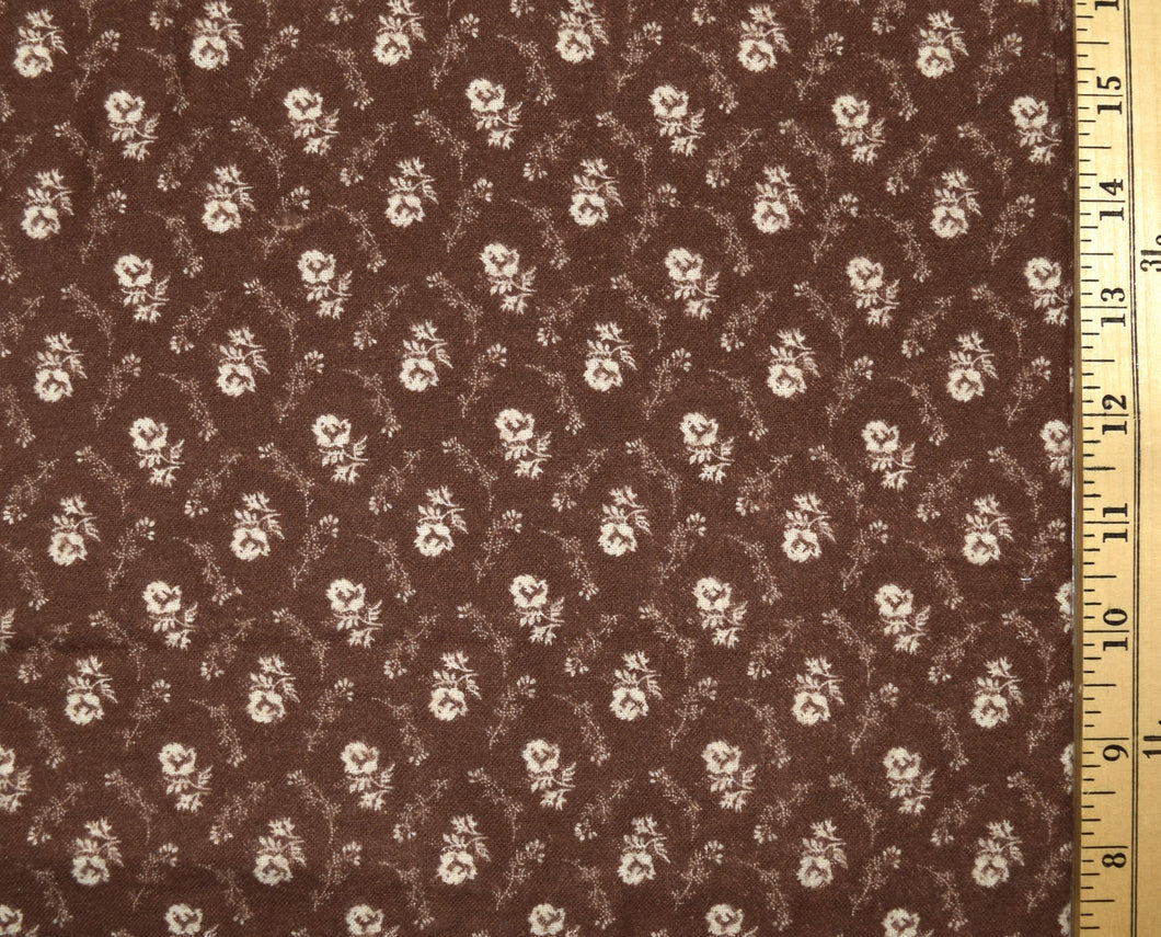 Cream Roses on Brown Flannel