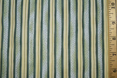 Dark and light green with dots stripes with pale yellow stripes.